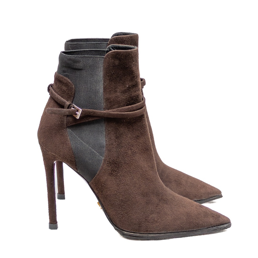 Prada Women's Brown Suede Stiletto Ankle Boots – Size EU 37 (US 6.5 –‎ 7) - Picture 4 of 10
